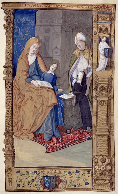 St. Claude Presents a Kneeling Girl to St. Anne and the Virgin, from The Primer of Claude de France, c.1500-10 by Master of Antoine de Roche